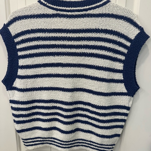 Anthropologie Maeve Nautical Striped Knit Button-Up Sweater Vest XS Petite - Picture 6 of 7